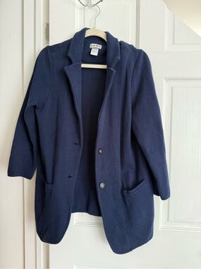 Vintage Quiet Luxury Navy Knit Blazer Cardigan